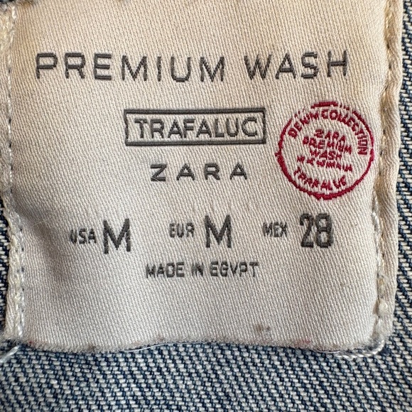 Zara Classic Button-Up Two Tone Blue Jean Denim Jacket women's size Medium - Picture 5 of 8